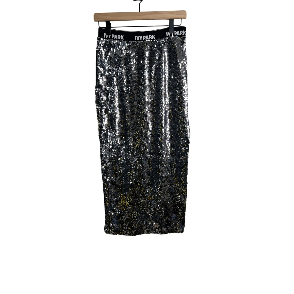 Ivy Park Small Silver Sequin Two Piece Set Crop Top Midi Skirt Beyonce - Picture 3 of 8